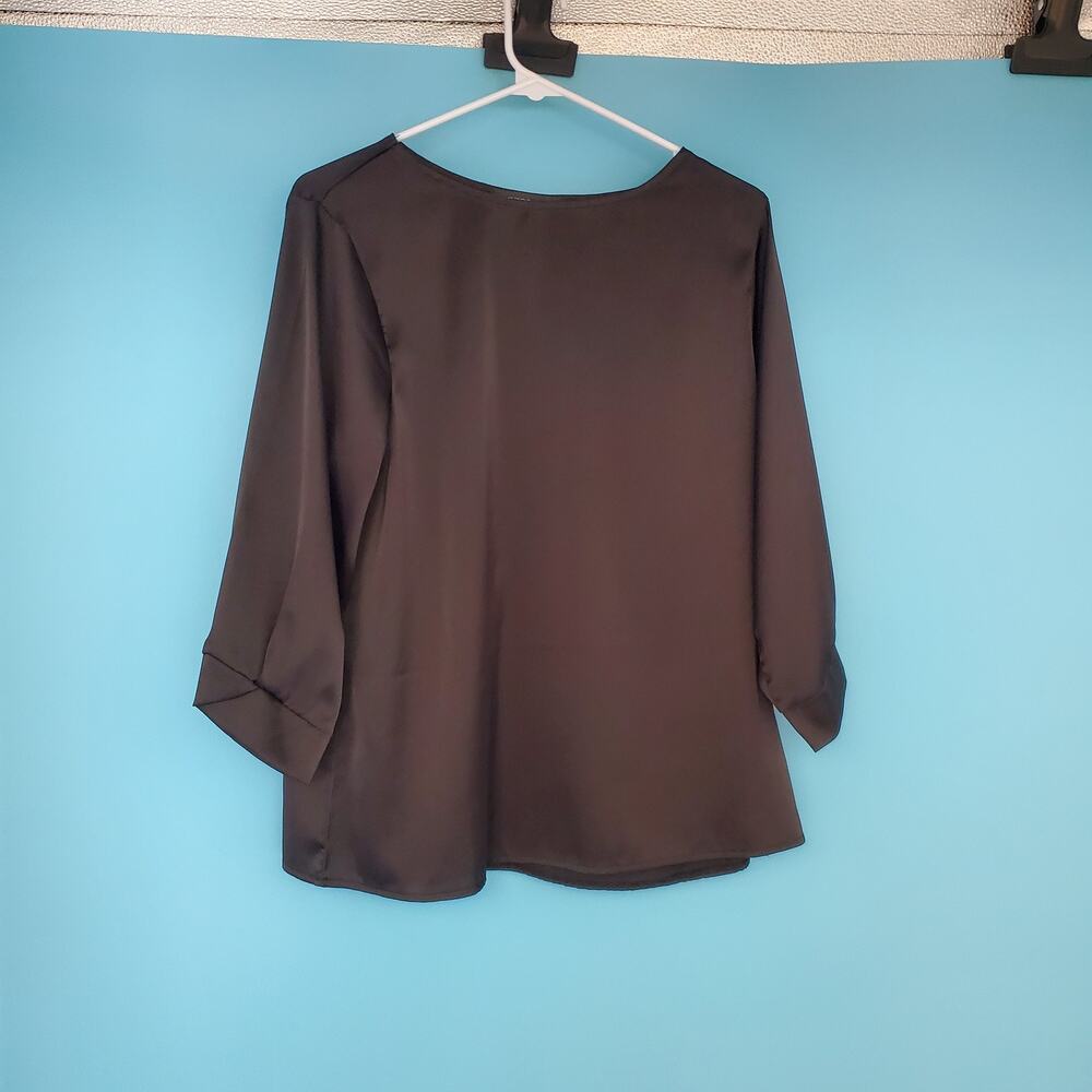 Zanzea Blouse Size Small Satin 3/4 Sleeve Black